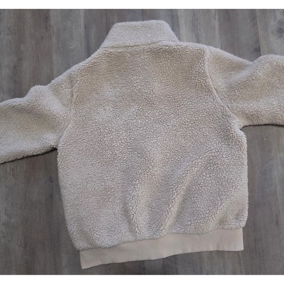 Calvin Klein Tan Sherpa Fleece Gold Full Zip Designer Jacket Women M - Picture 2 of 8